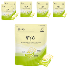 SWAY All-in-One 洗碗機專用液體膠囊洗劑 綠葡萄柚香 52入, 6個, 416ml, 416g