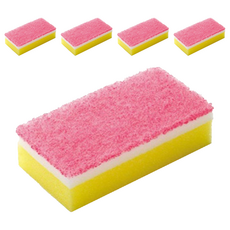 3M Scotch-Brite 日系3層海綿菜瓜布–細緻柔刷, 粉色, 5個, 1個裝