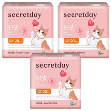 secretday Love系列 護墊, 3套, 20片, 加長型