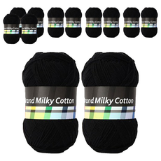 Brand Yan 牛奶棉編織線, 6個, 2號 黑色