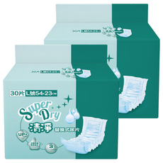 Super Dry 清淨 黏貼型替換式尿片, L(54 x 23cm), 2個, 30片