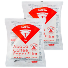 CAFEC 麻纖維錐形濾紙 AC1-100W 白色 1~2杯份, 100張, 2包