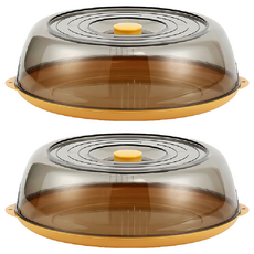 couselect 可疊堆保溫食物保鮮菜罩/微波爐加熱防濺油蓋/防蟲防塵食物罩/保溫蓋/防油蓋/防濺罩, 黃色, 2個