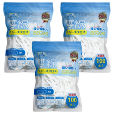 優之館 細滑雙線牙線棒 贈便攜盒 A030452, 3套, 100個裝, 85mm