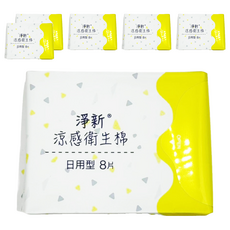 淨新 涼感衛生棉, 日用型 24cm, 8片, 6包