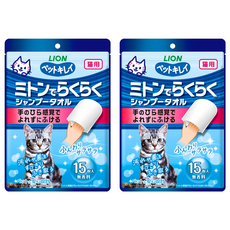 LION 獅王 貓用 手套型潔膚濕巾, 15個, 2組