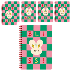 Monolike Unmatched Friedns 第2代A5線圈橫線筆記本, 6本, 01 粉綠