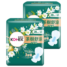 Kotex 靠得住 茶樹舒涼小蒼蘭涼感衛生棉 日夜適用, 2包, 9片, 28cm