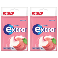 Extra 益齒達 潔淨無糖口香糖 清甜水蜜桃, 62g, 2個