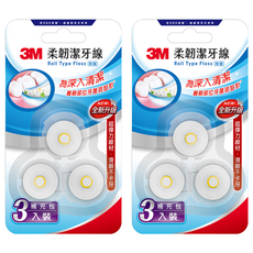 3M RTF6 柔韌潔牙線 馬卡龍造型 補充包, 2套, 3個裝, 30m