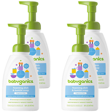 babyganics 貝比潔妮 寶寶奶瓶餐具洗潔泡泡露 無香, 4個, 473ml