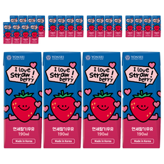 延世大學 草莓風味保久調味乳, 190ml, 24個