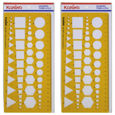 KORING 綜合正規造型繪圖尺, 黃色, 2個