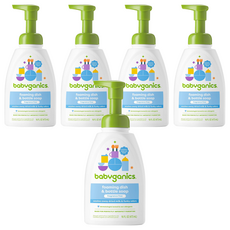 babyganics 貝比潔妮 寶寶奶瓶餐具洗潔泡泡露 無香, 5個, 473ml