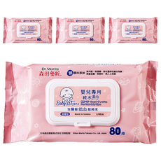 Dr.Morita 森田藥粧 台灣公司貨 嬰兒專用純水濕巾, 50g/㎡, 80張, 4包
