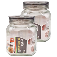 樂司廚品 AY美廚方形玻璃儲物罐 K0294, 2個, 800ml