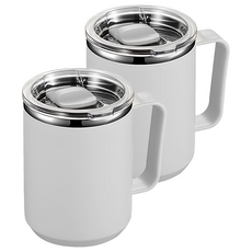 不鏽鋼馬克杯 450ml, 白色, 2個
