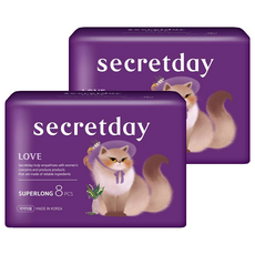 secretday Love系列 超長蝶翼衛生棉, 2套, 8片, 超夜用型