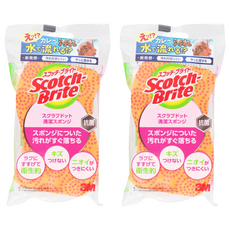 3M Scotch-Brite 潔力豆海綿菜瓜布, 橙色, 2個, 1個裝