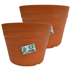 翠筠 瓦仔盆, 2個, 米白色, 咖啡色, 磚紅色