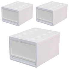 夾縫式堆疊抽屜收納櫃, 3個, 白色