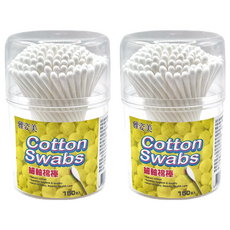 雅姿美 細軸棉棒圓罐, 2個, 150個裝