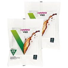 HARIO 好璃奧 V60 #03漂白濾紙 1~6杯, 100張, 2包