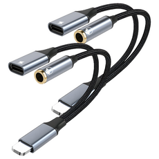 HONG JIN 宏晉 音源充電二合一轉接頭 Lightning, 2條