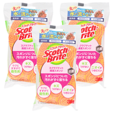 3M Scotch-Brite 潔力豆海綿菜瓜布, 橙色, 3個, 1個裝