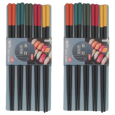 樂司廚品 五行合金筷, 黑色, 5雙筷子, 2組