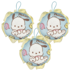 Sanrio 三麗鷗 雙面兩用沐浴球 帕恰狗 10 x 10 x 7cm, 混和顏色, 3個, 1個裝
