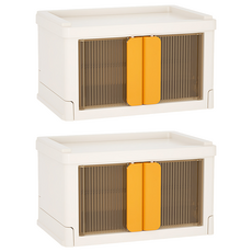 BangJiaShi 幫家適 免安裝可堆疊 桌上迷你雙開折疊收納盒 ins 雜物收納盒, 橙色, 2個