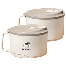 可瀝水不鏽鋼泡麵碗 16.7 x 11.3cm 228g 1.7L, 奶油白, 2個