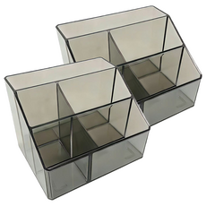 品屋 透明五格辦公學習文具收納盒 16.5 x 14 x 11.5cm, 灰色, 2個