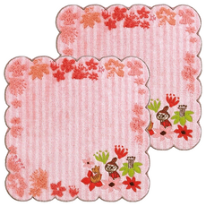 MARUSHIN 丸真 Moomin 花雨世界無撚刺繡小方巾 棉紗, 小不點粉, 2條