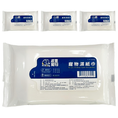 皮董 寵物濕紙巾 15抽/包, 15張, 4包