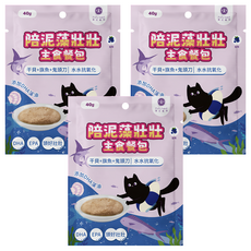 Pet's Need 霈尼寵物 陪泥藻壯壯主食餐包 水水抗氧化 全齡貓食用, 3個, 40g, 干貝 + 旗魚 + 鬼頭刀