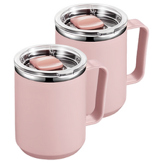 不鏽鋼馬克杯 450ml, 粉色, 2個