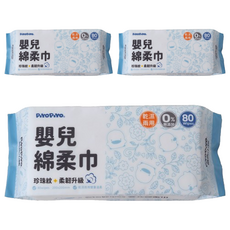 PiYOPiYO 黃色小鴨 珍珠紋柔韌升級嬰兒綿柔巾, 80張, 3包