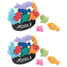 OhBabyLaugh 動物平衡積木 3歲以上, 海底世界, 2盒