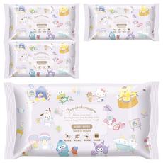 Sanrio 三麗鷗 加厚純水濕紙巾 恬靜時光 80張, 4個, 1個裝