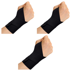 日系可調節透氣薄款護腕 健身羽球男女適用 右手適用, 黑色, 3個