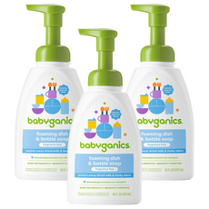 babyganics 貝比潔妮 寶寶奶瓶餐具洗潔泡泡露 無香, 3個, 473ml