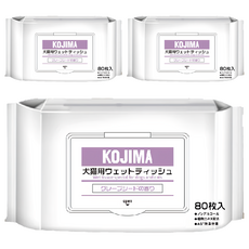KOjIMA 犬貓用 寵物濕巾 果物清香, 80張, 3包
