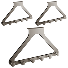 費歐家 免打孔自黏門後三角掛勾, 3個, 槍灰色