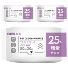KOjIMA 犬貓用 果物清香 寵物濕巾 100張, 1入, 3包