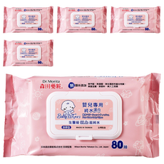 Dr.Morita 森田藥粧 台灣公司貨 嬰兒專用純水濕巾, 50g/㎡, 80張, 5包