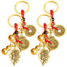 開運吊飾 黃銅貔貅系列 B款 50g, 五帝錢 + 一葉錢 + 葫蘆, 4組