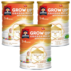 QUAKER 桂格 成長奶粉健康三益菌配方 1~4歲, 1.5kg, 3罐