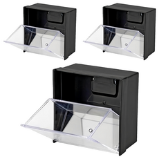 inomata 磁吸壁掛式斜取收納盒 方形, 黑, 3個